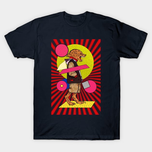 cool wolf man in pop art color T-Shirt by Brotherconk